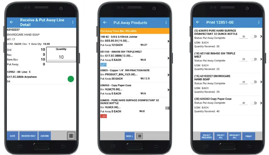 intelligent product receiving and put away